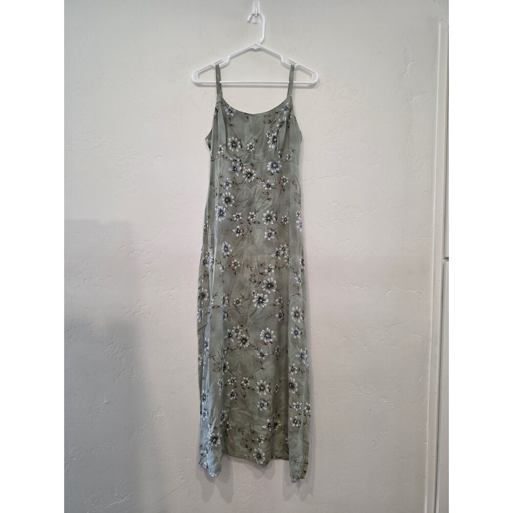 Lisa Jo Women’s Vintage 1990s/Y2K Sage Green Floral Maxi Slip Dress Size 11/12